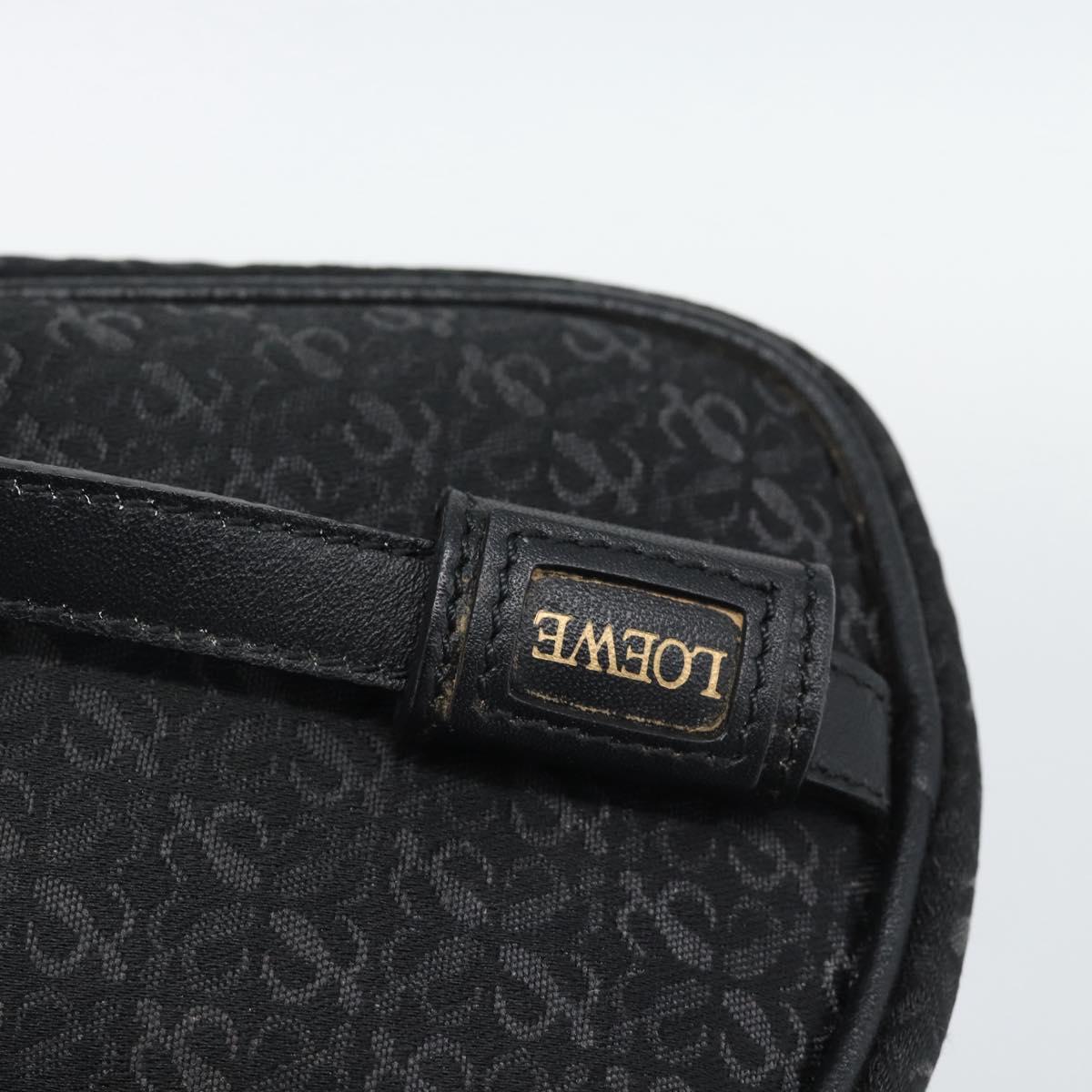 LOEWE Anagram Clutch Bag Canvas Black Gold Tone Auth ep15245