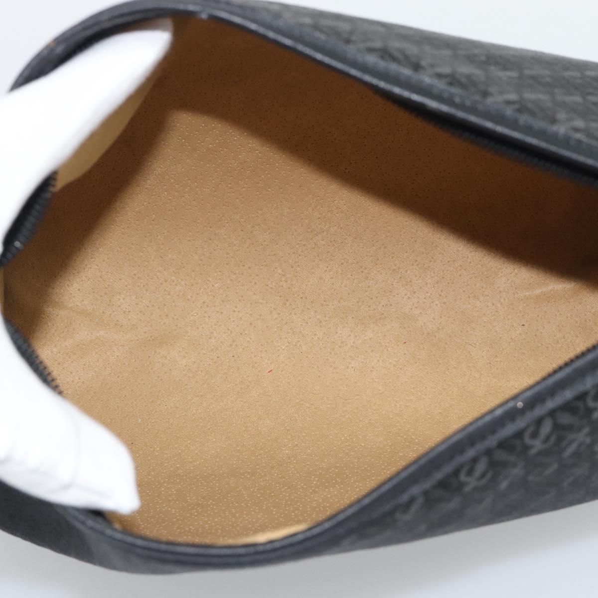 LOEWE Anagram Clutch Bag Canvas Black Gold Tone Auth ep15245