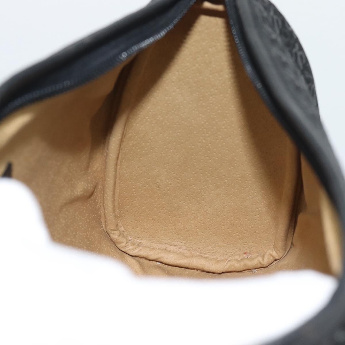 LOEWE Anagram Clutch Bag Canvas Black Gold Tone Auth ep15245