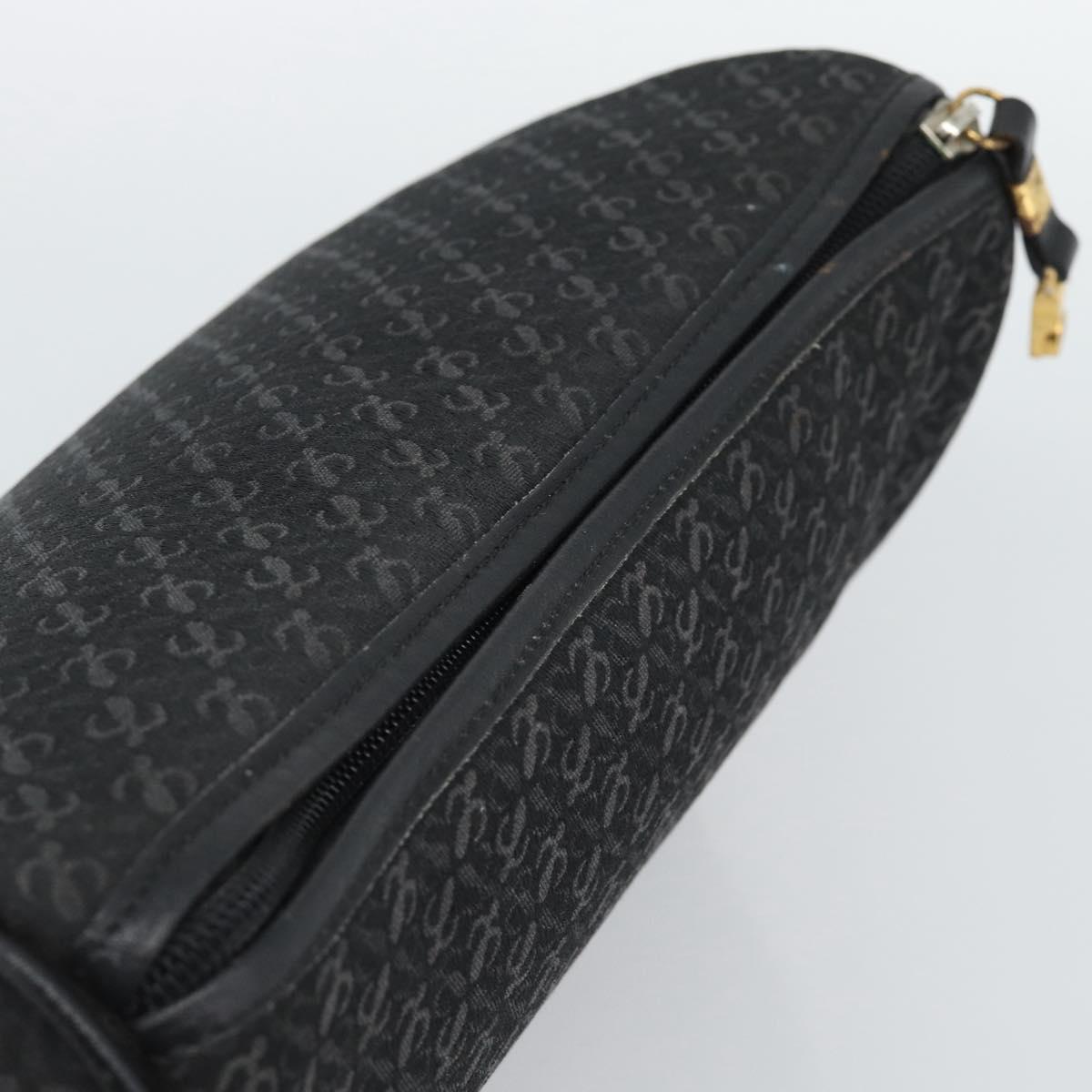 LOEWE Anagram Clutch Bag Canvas Black Gold Tone Auth ep15245