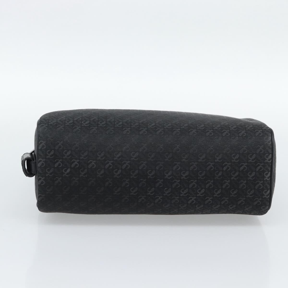LOEWE Anagram Clutch Bag Canvas Black Gold Tone Auth ep15245