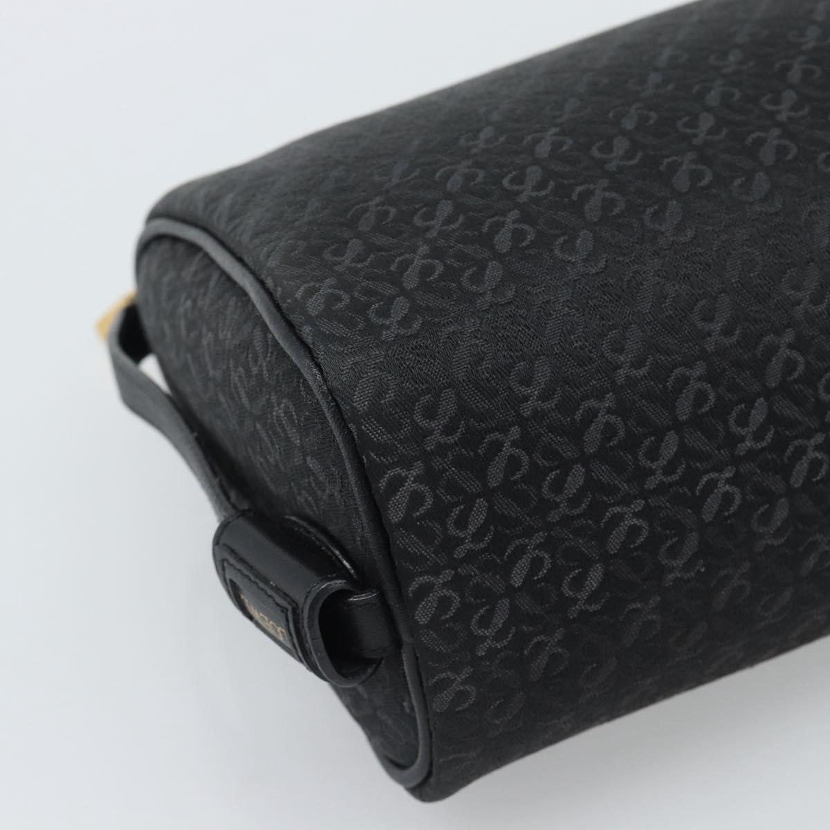 LOEWE Anagram Clutch Bag Canvas Black Gold Tone Auth ep15245