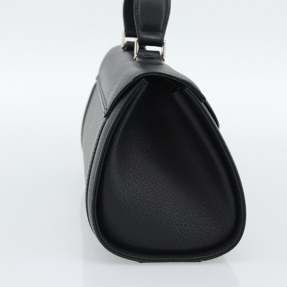 Burberrys Hand Bag Leather Black Silver Auth ep15246