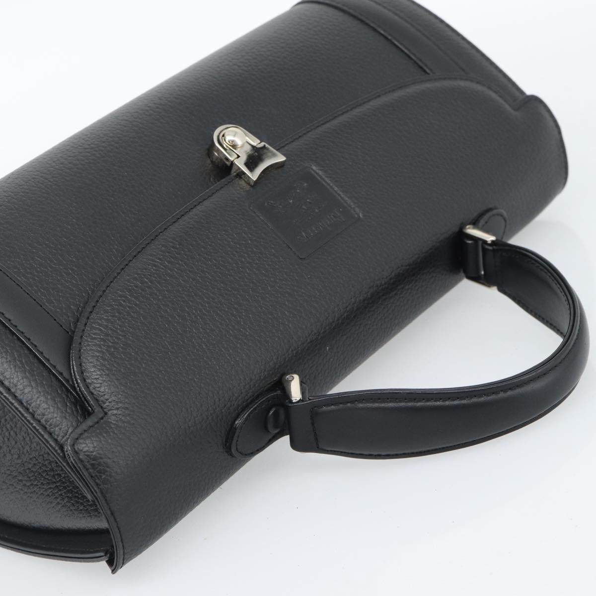 Burberrys Hand Bag Leather Black Silver Auth ep15246