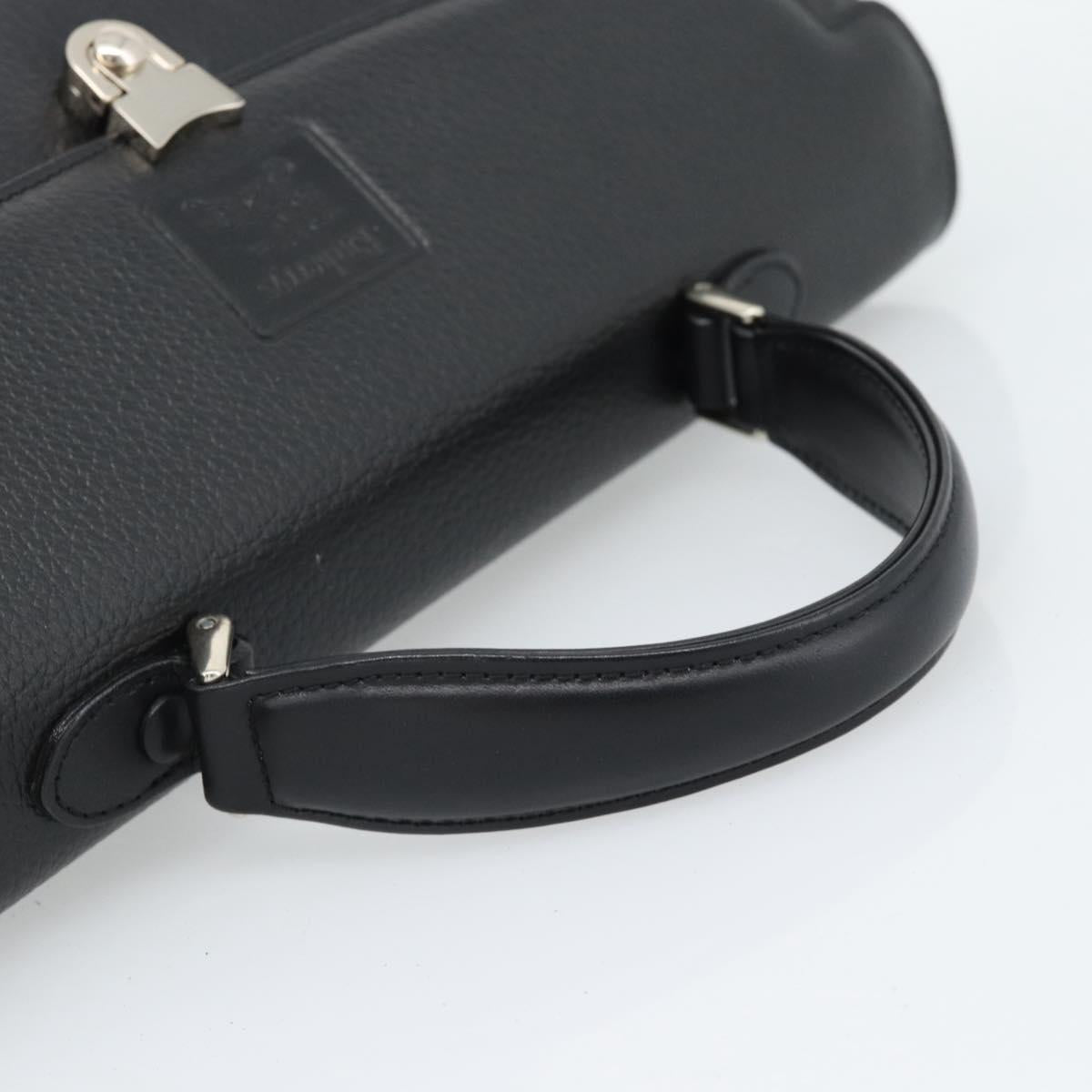 Burberrys Hand Bag Leather Black Silver Auth ep15246