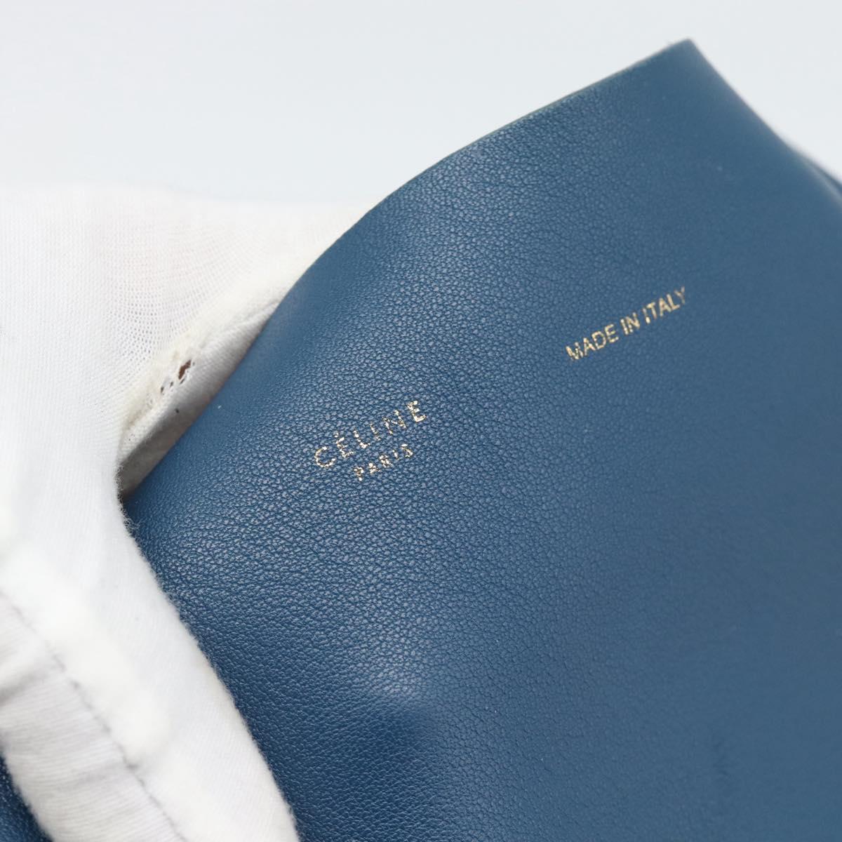 CELINE Horizontal Cava Tote Bag Leather Blue Black Auth ep15247