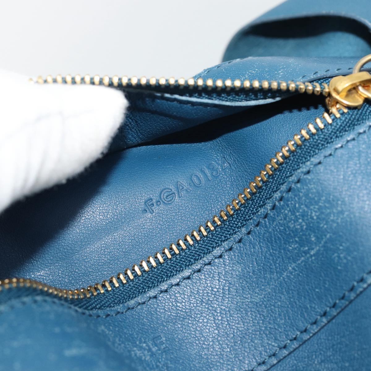 CELINE Horizontal Cava Tote Bag Leather Blue Black Auth ep15247