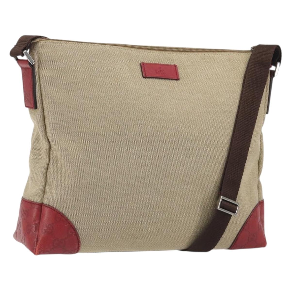 GUCCI GuccissimaGG Shoulder Bag Canvas Beige Red 257301 Auth ep15248
