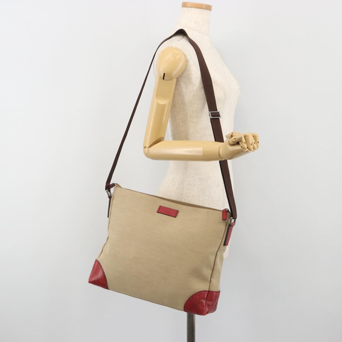 GUCCI GuccissimaGG Shoulder Bag Canvas Beige Red 257301 Auth ep15248