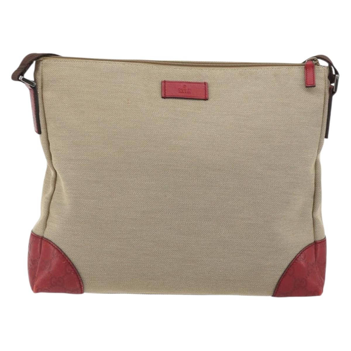 GUCCI GuccissimaGG Shoulder Bag Canvas Beige Red 257301 Auth ep15248