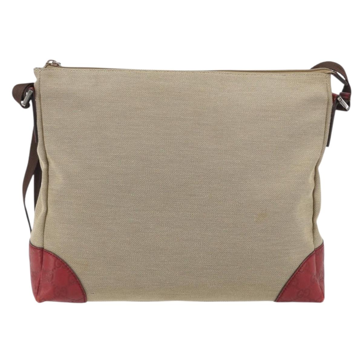GUCCI GuccissimaGG Shoulder Bag Canvas Beige Red 257301 Auth ep15248