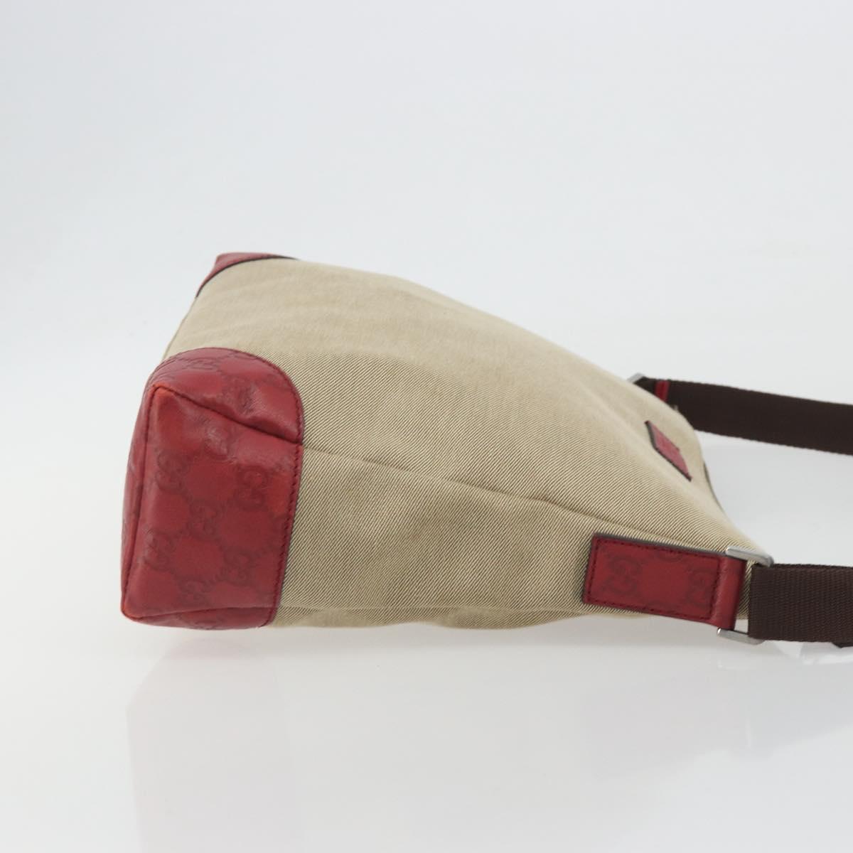 GUCCI GuccissimaGG Shoulder Bag Canvas Beige Red 257301 Auth ep15248