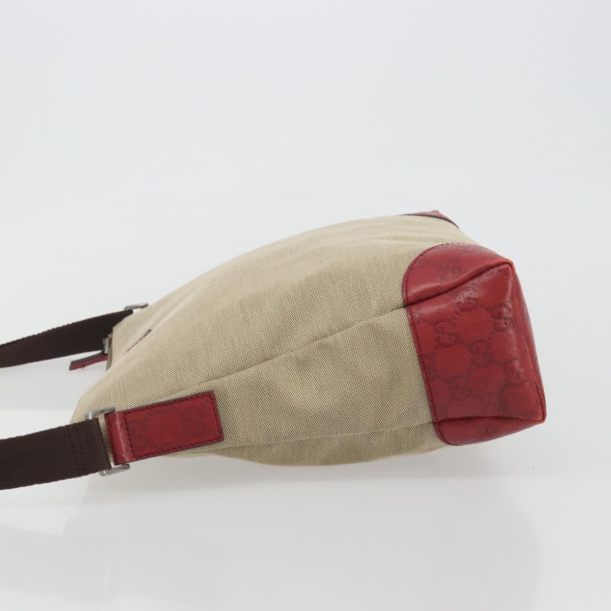 GUCCI GuccissimaGG Shoulder Bag Canvas Beige Red 257301 Auth ep15248
