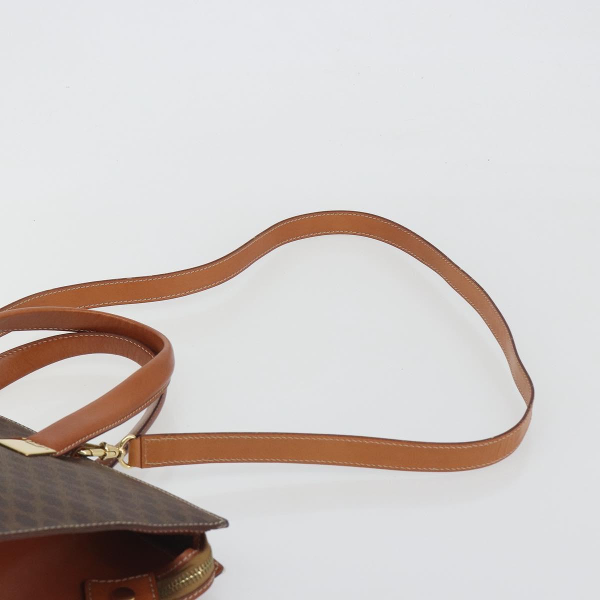 CELINE Macadam Hand Bag PVC Leather 2way Brown Gold Tone Auth ep15253