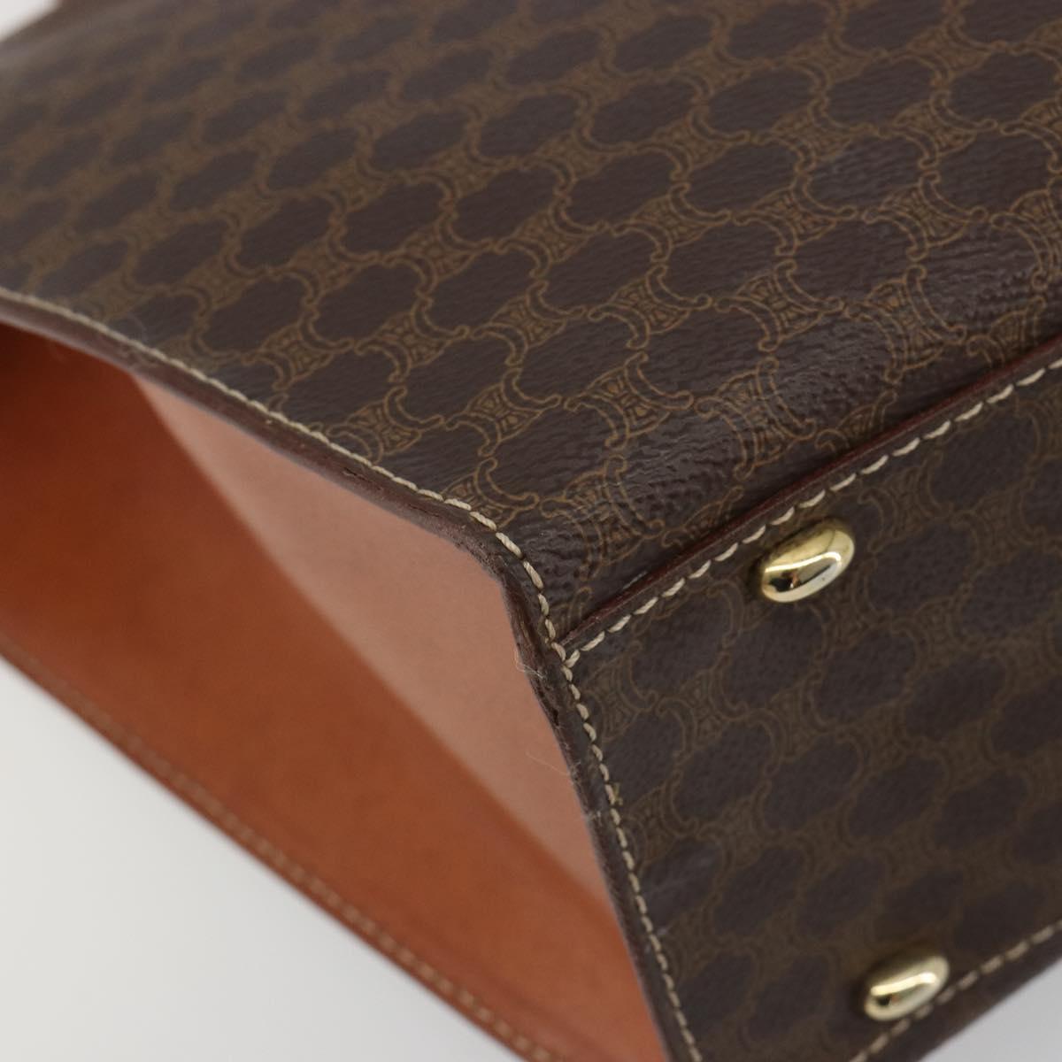CELINE Macadam Hand Bag PVC Leather 2way Brown Gold Tone Auth ep15253