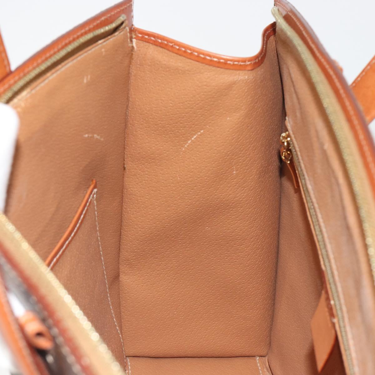 CELINE Macadam Hand Bag PVC Leather 2way Brown Gold Tone Auth ep15253