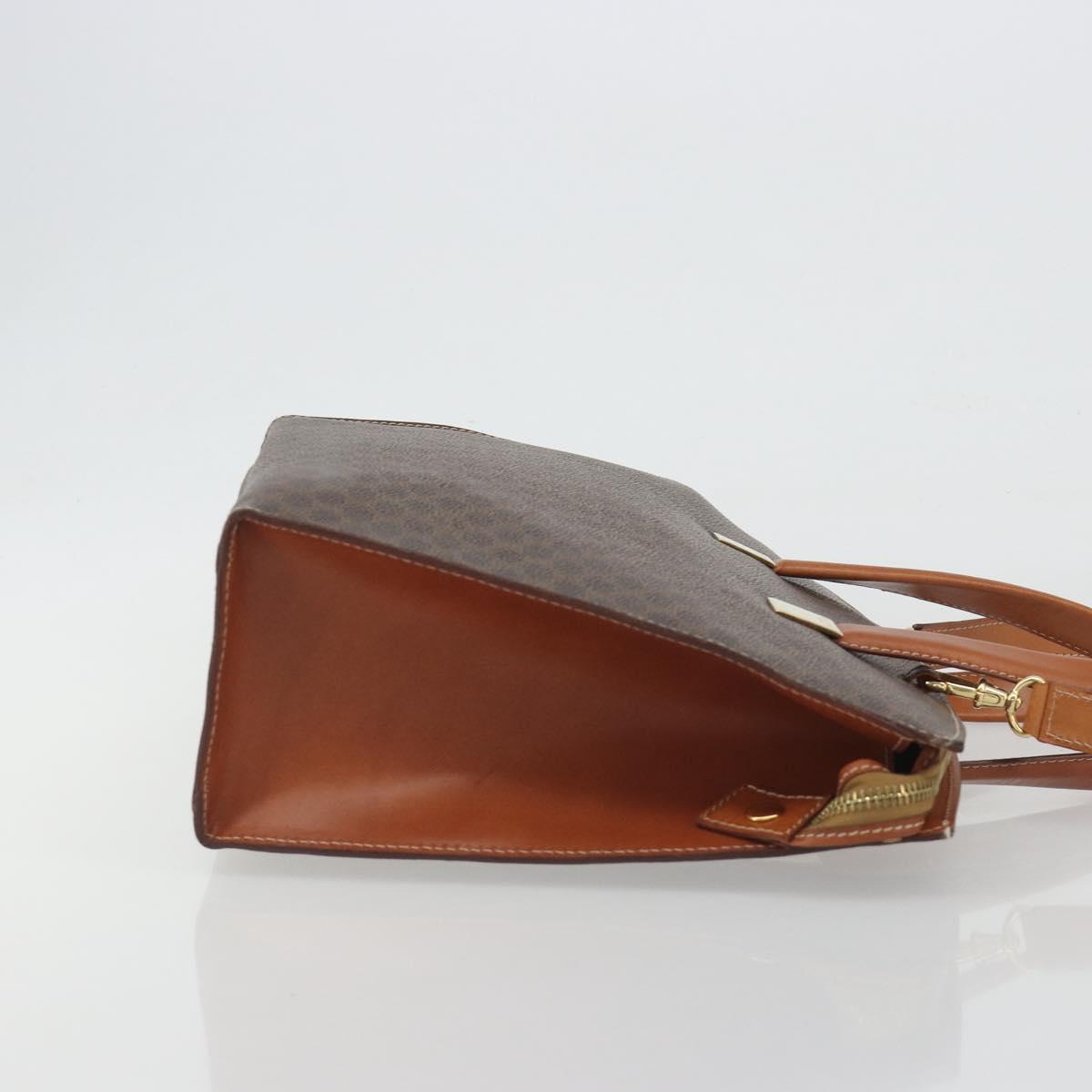 CELINE Macadam Hand Bag PVC Leather 2way Brown Gold Tone Auth ep15253