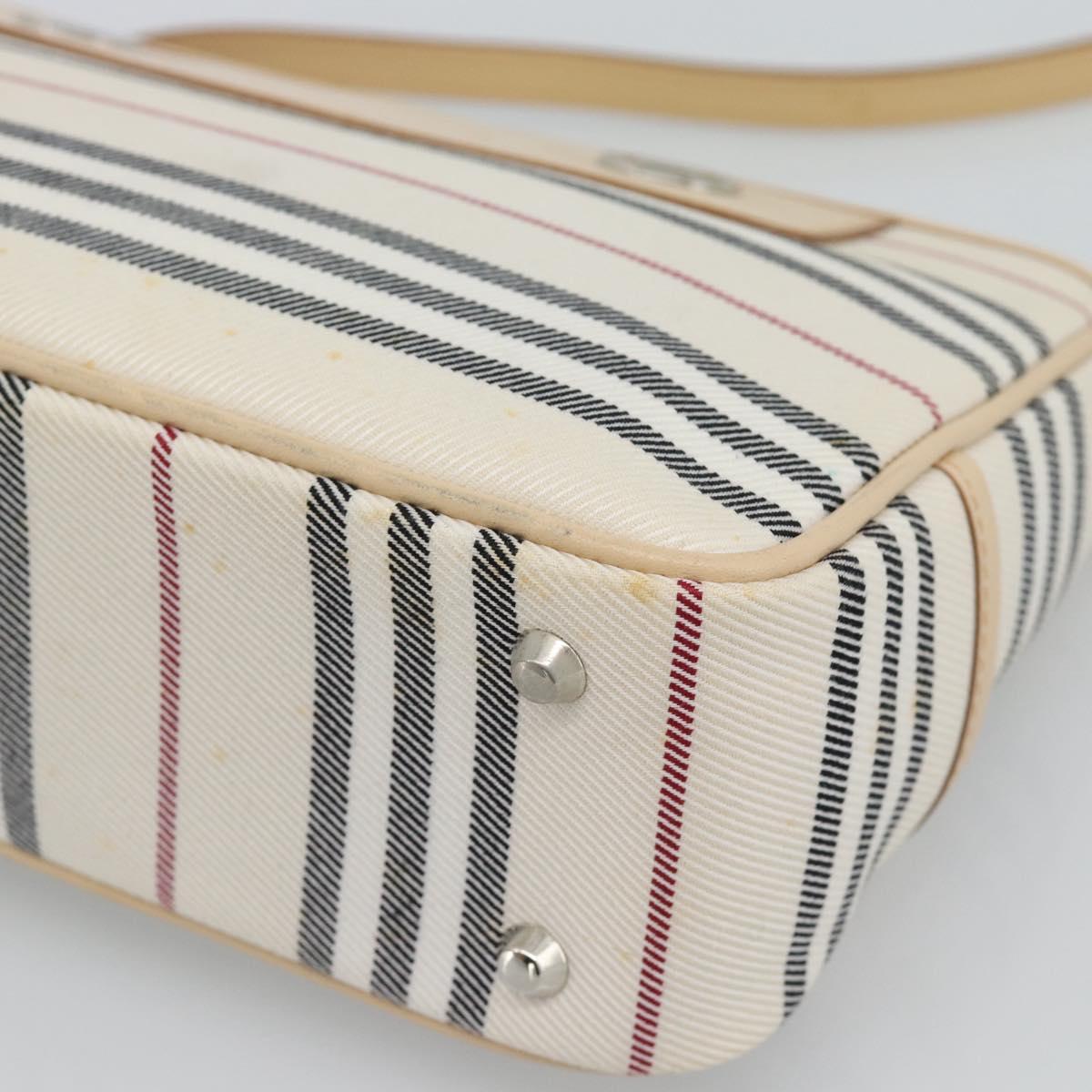BURBERRY Shoulder Bag Canvas White Silver Auth ep15254