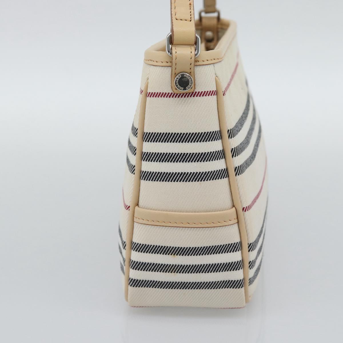 BURBERRY Shoulder Bag Canvas White Silver Auth ep15254
