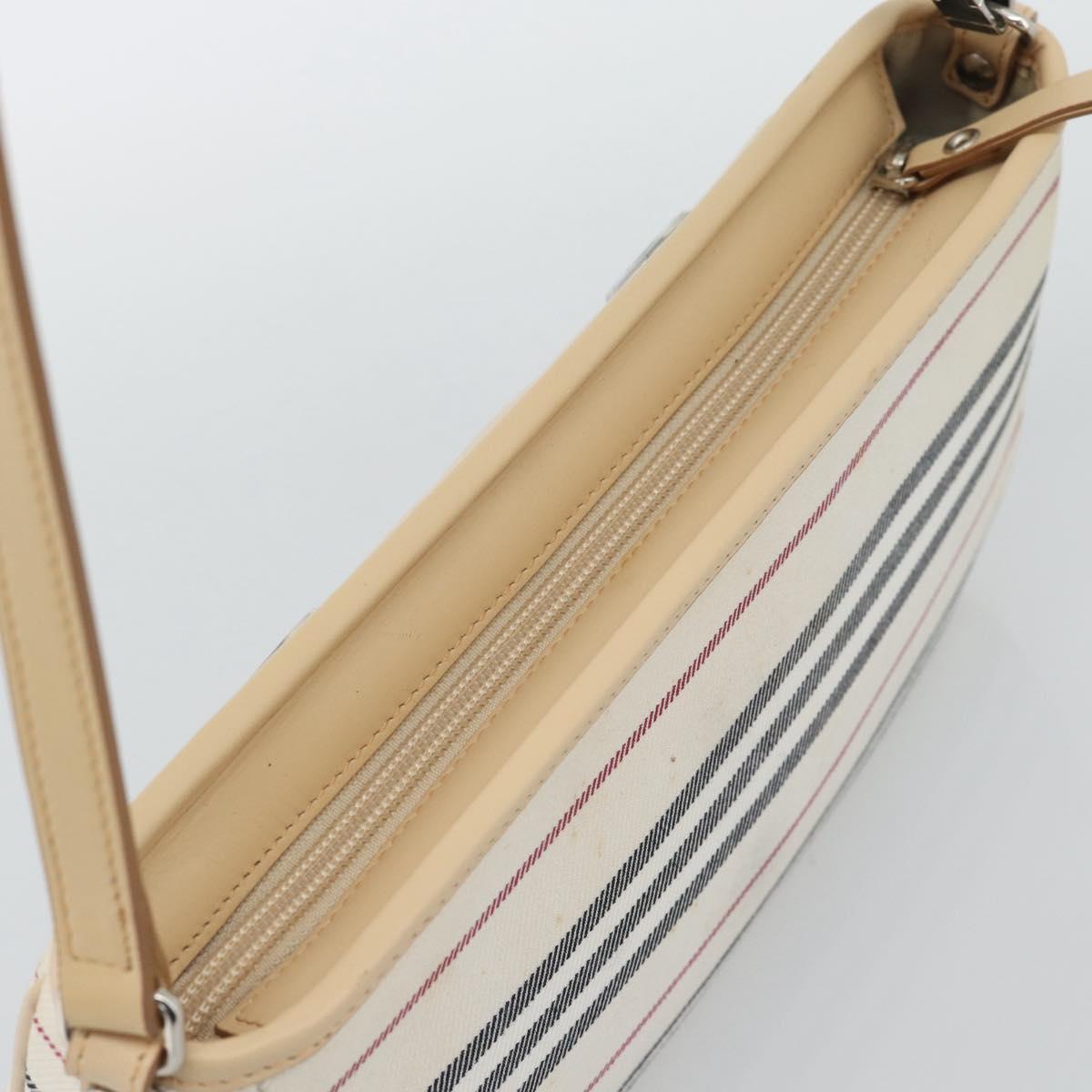 BURBERRY Shoulder Bag Canvas White Silver Auth ep15254