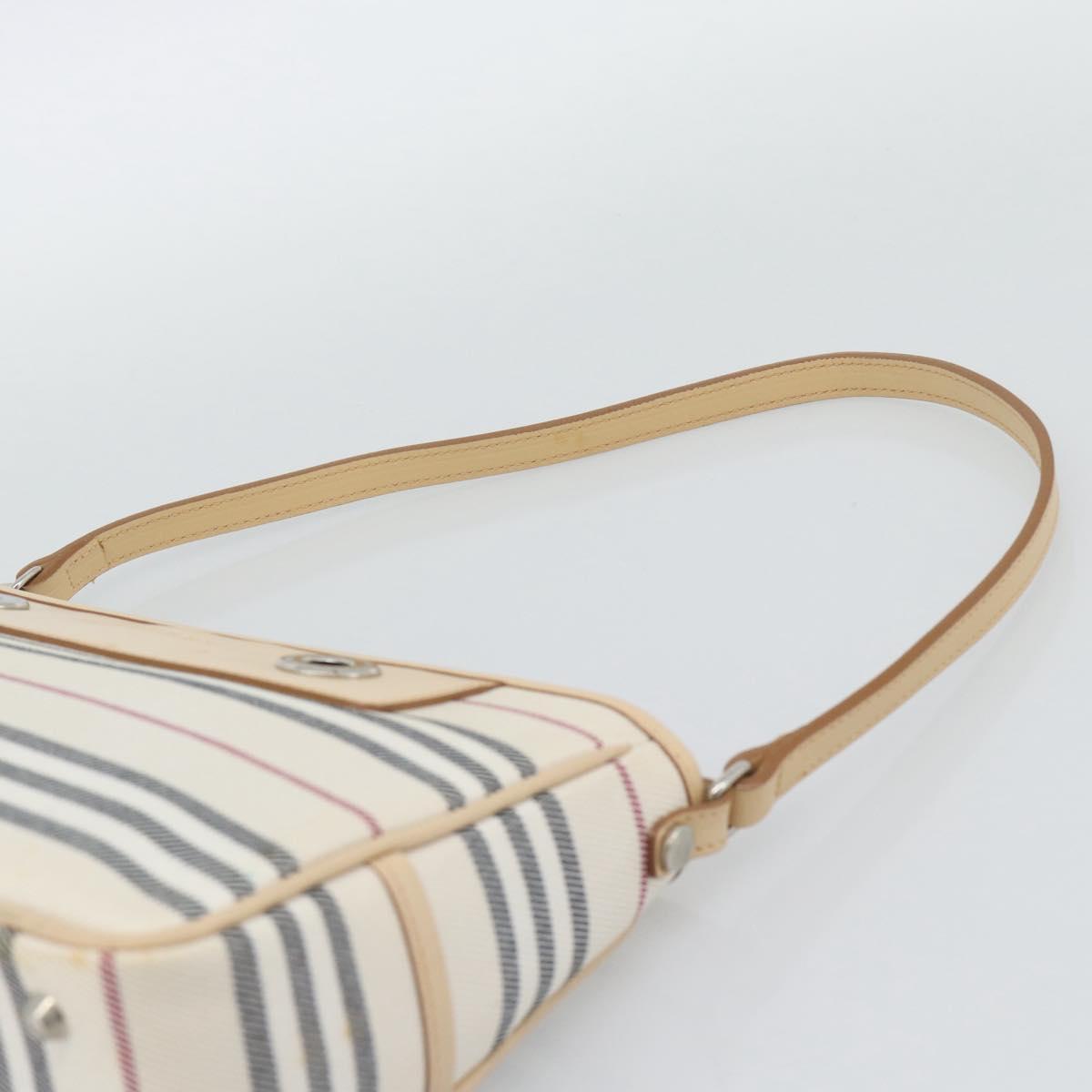 BURBERRY Shoulder Bag Canvas White Silver Auth ep15254