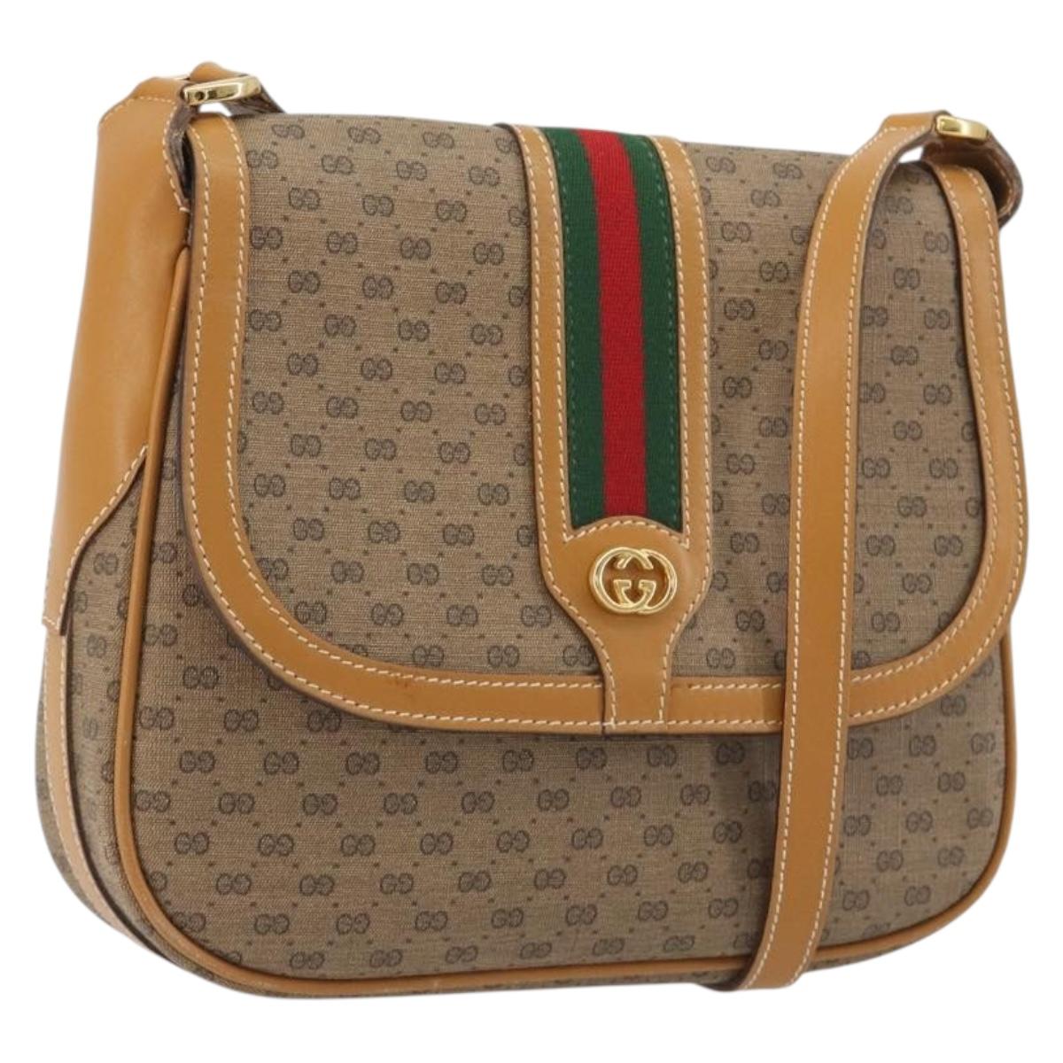 GUCCI Micro GG Supreme Shoulder Bag PVC Beige Gold 001 084 0914 Auth ep15257