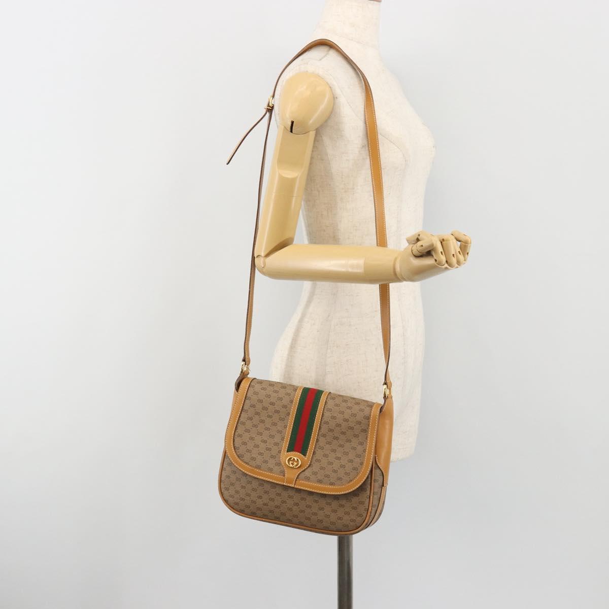 GUCCI Micro GG Supreme Shoulder Bag PVC Beige Gold 001 084 0914 Auth ep15257