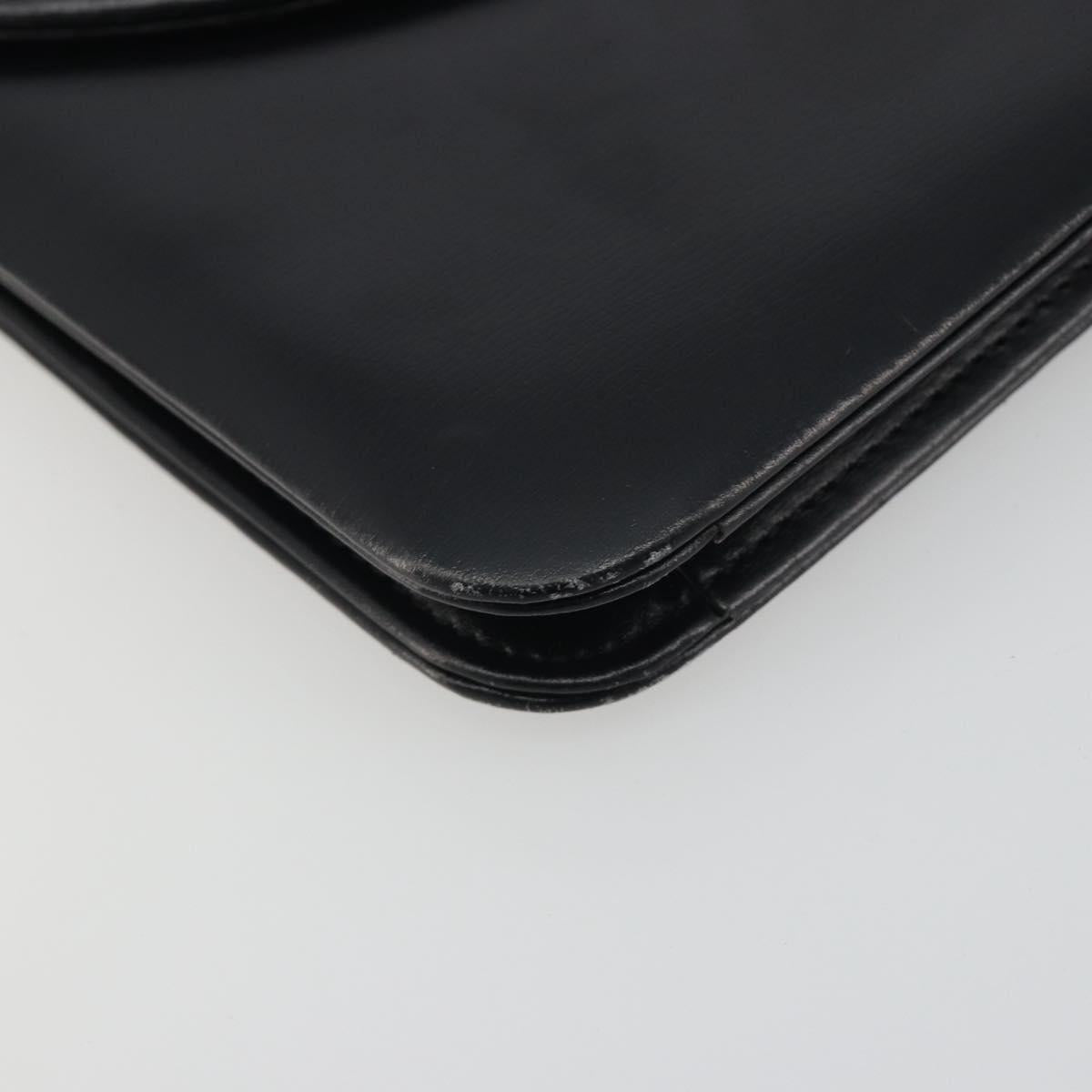 Christian Dior Chain Shoulder Bag Leather Black Gold Tone Auth ep15258