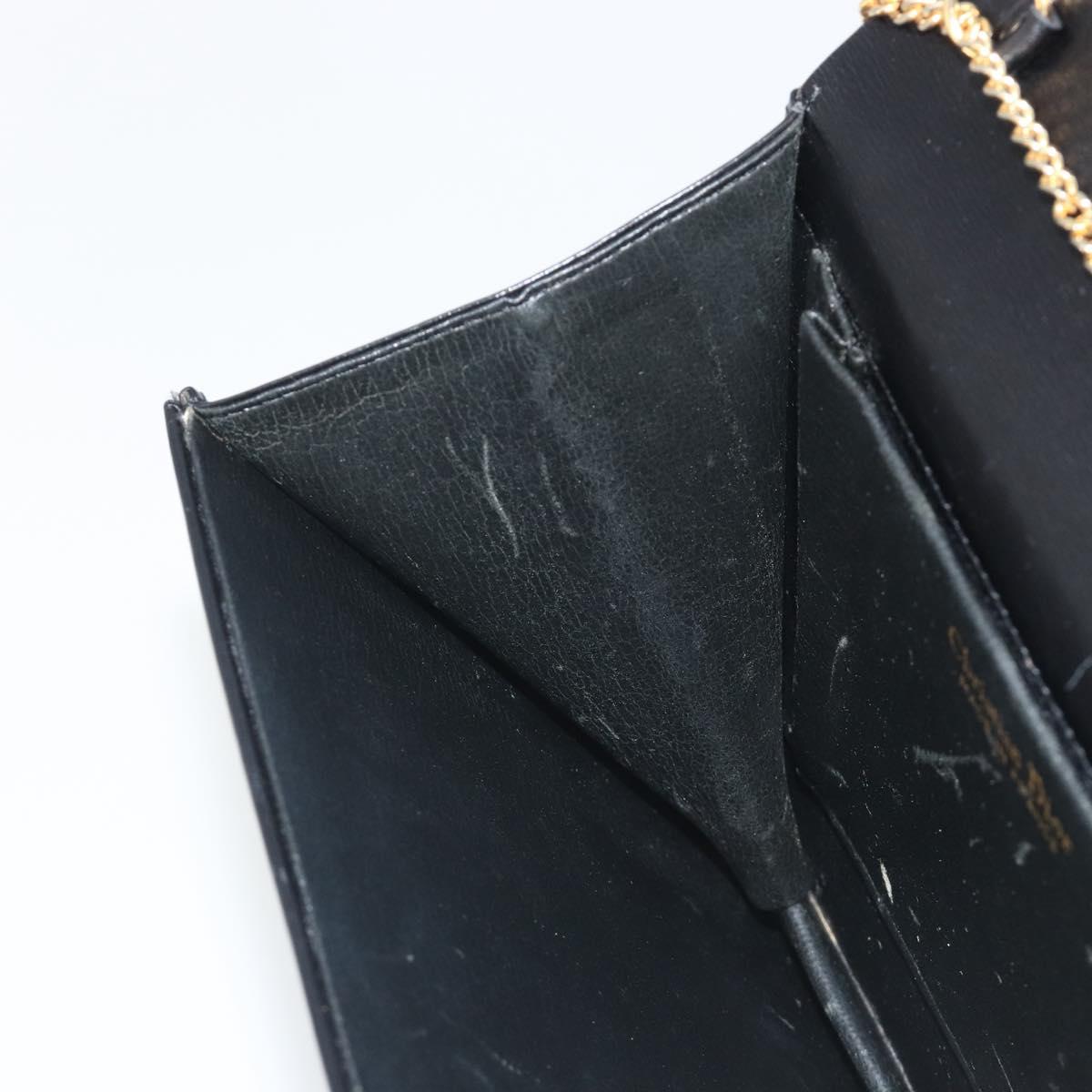 Christian Dior Chain Shoulder Bag Leather Black Gold Tone Auth ep15258