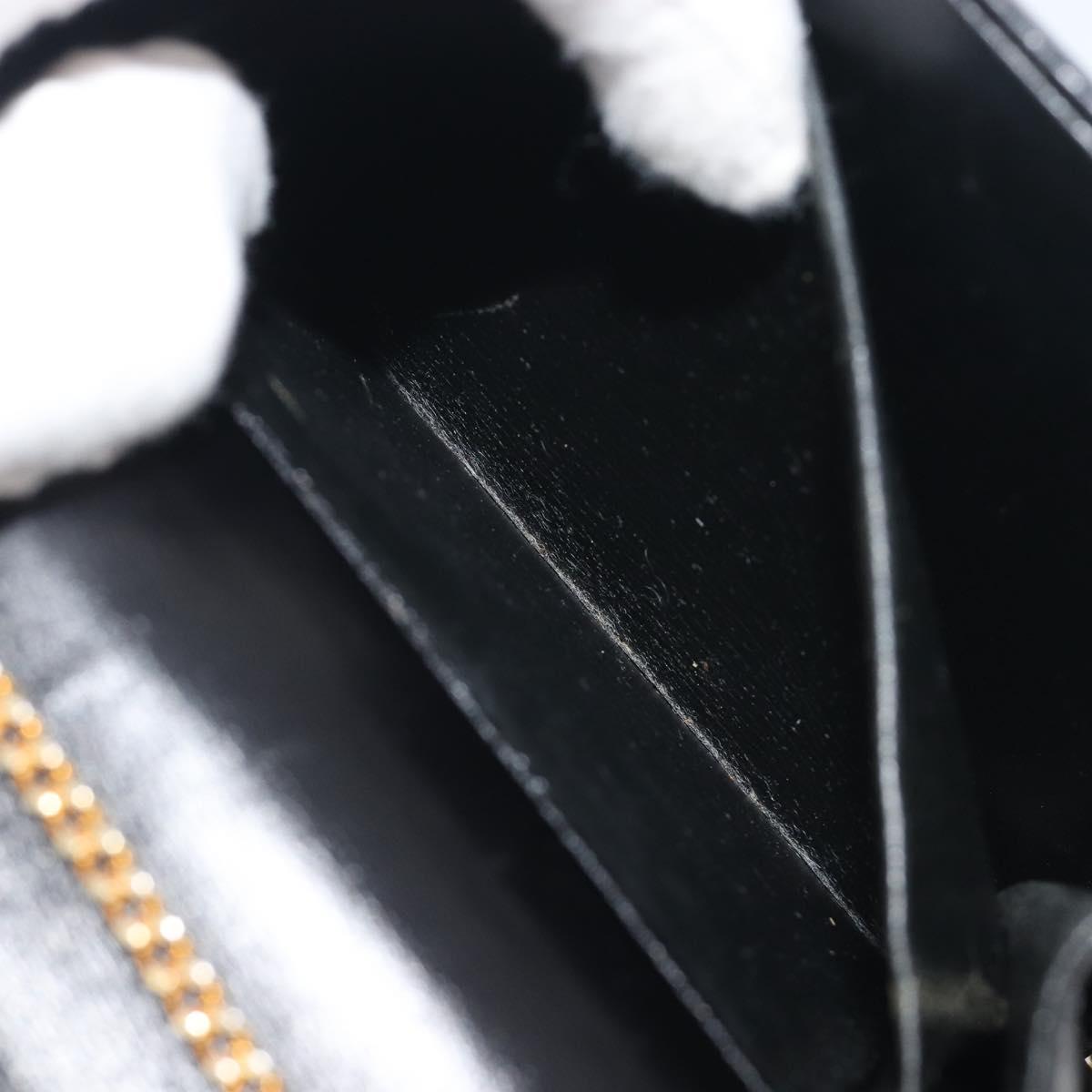 Christian Dior Chain Shoulder Bag Leather Black Gold Tone Auth ep15258