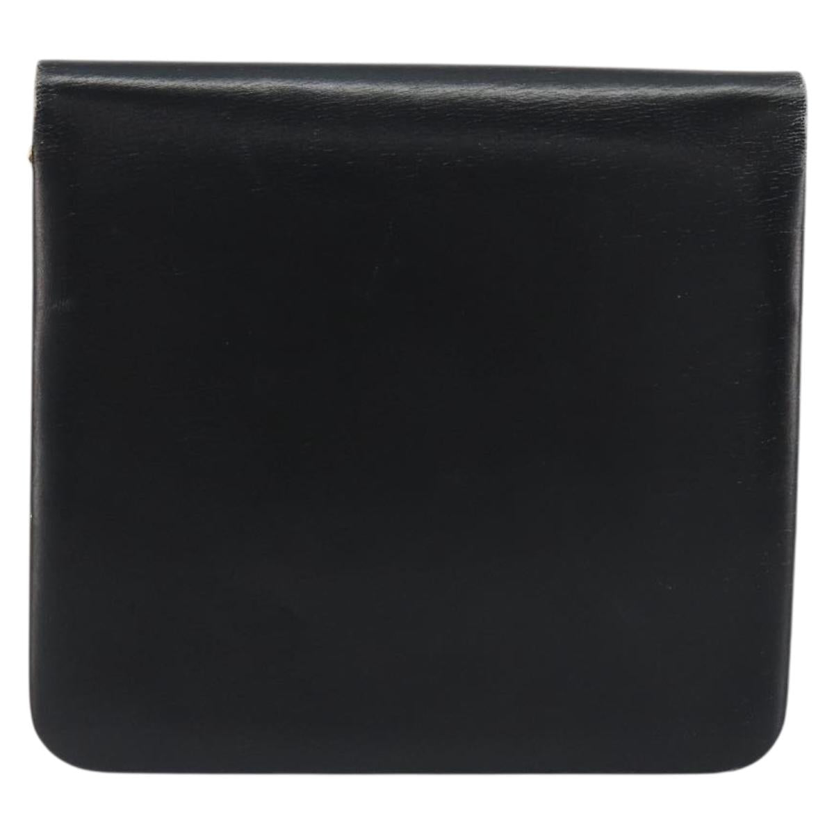 Christian Dior Chain Shoulder Bag Leather Black Gold Tone Auth ep15258