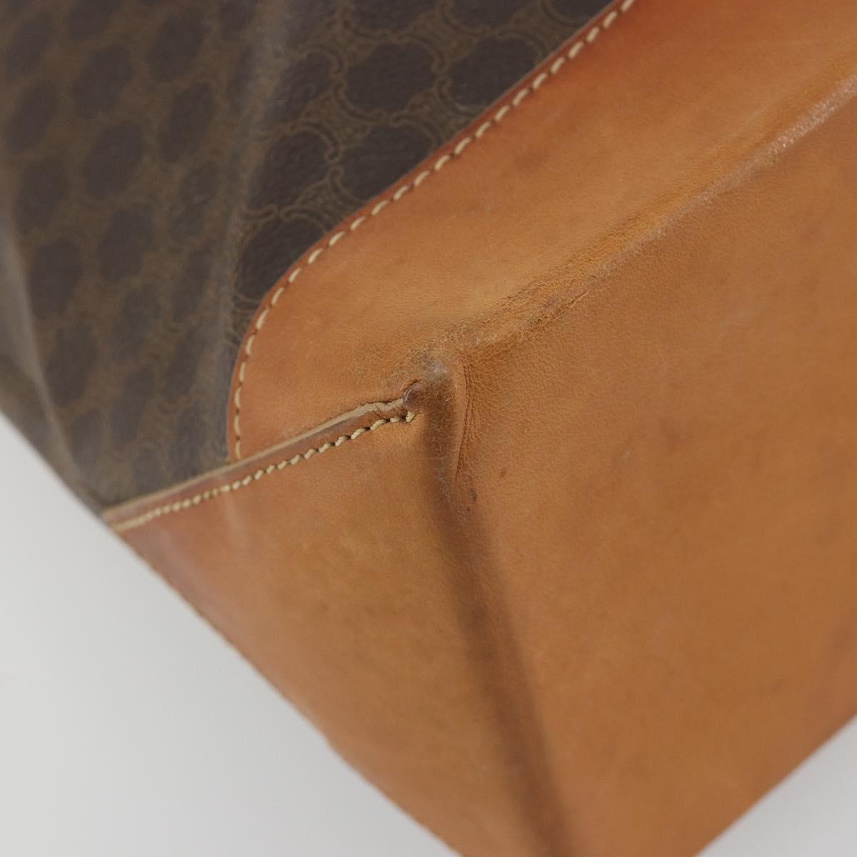 CELINE Macadam Tote Bag PVC Leather Brown Gold Tone Auth ep15259