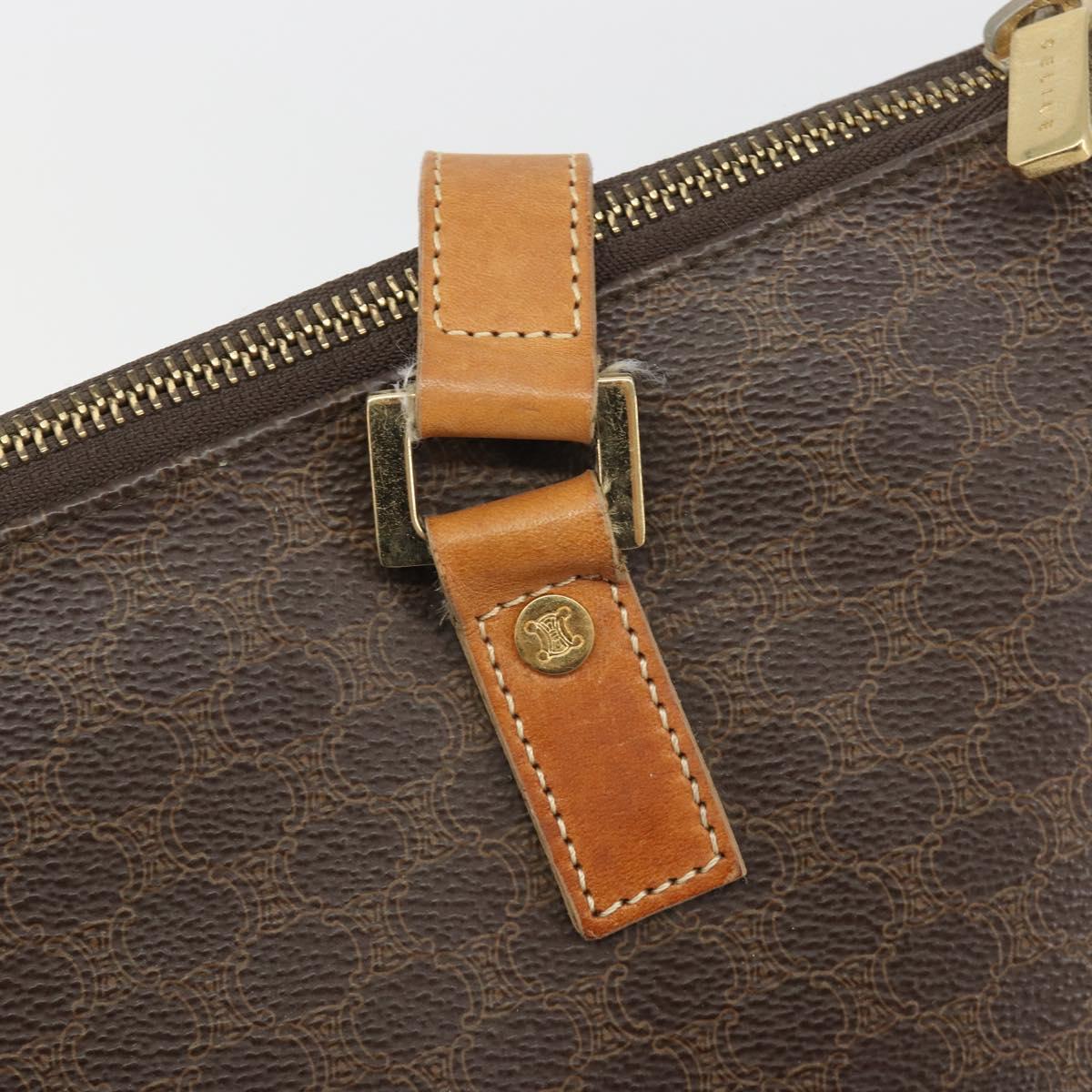 CELINE Macadam Tote Bag PVC Leather Brown Gold Tone Auth ep15259