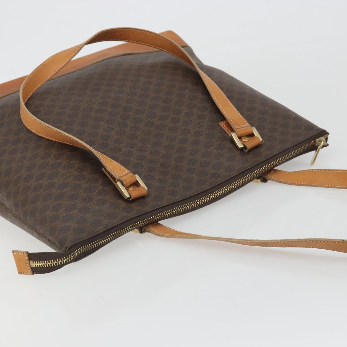 CELINE Macadam Tote Bag PVC Leather Brown Gold Tone Auth ep15259