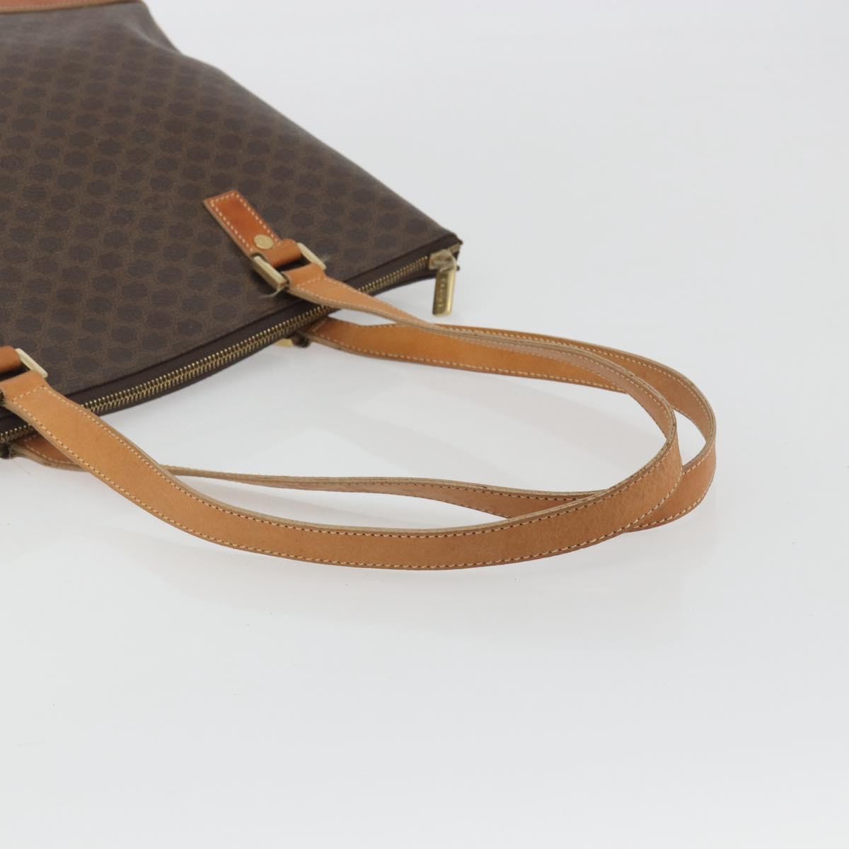 CELINE Macadam Tote Bag PVC Leather Brown Gold Tone Auth ep15259