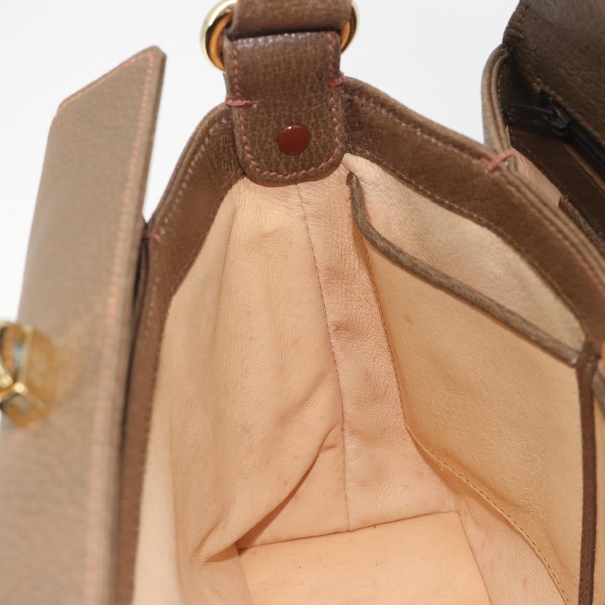 GUCCI Hand Bag Leather Brown Gold Tone Auth ep15262A