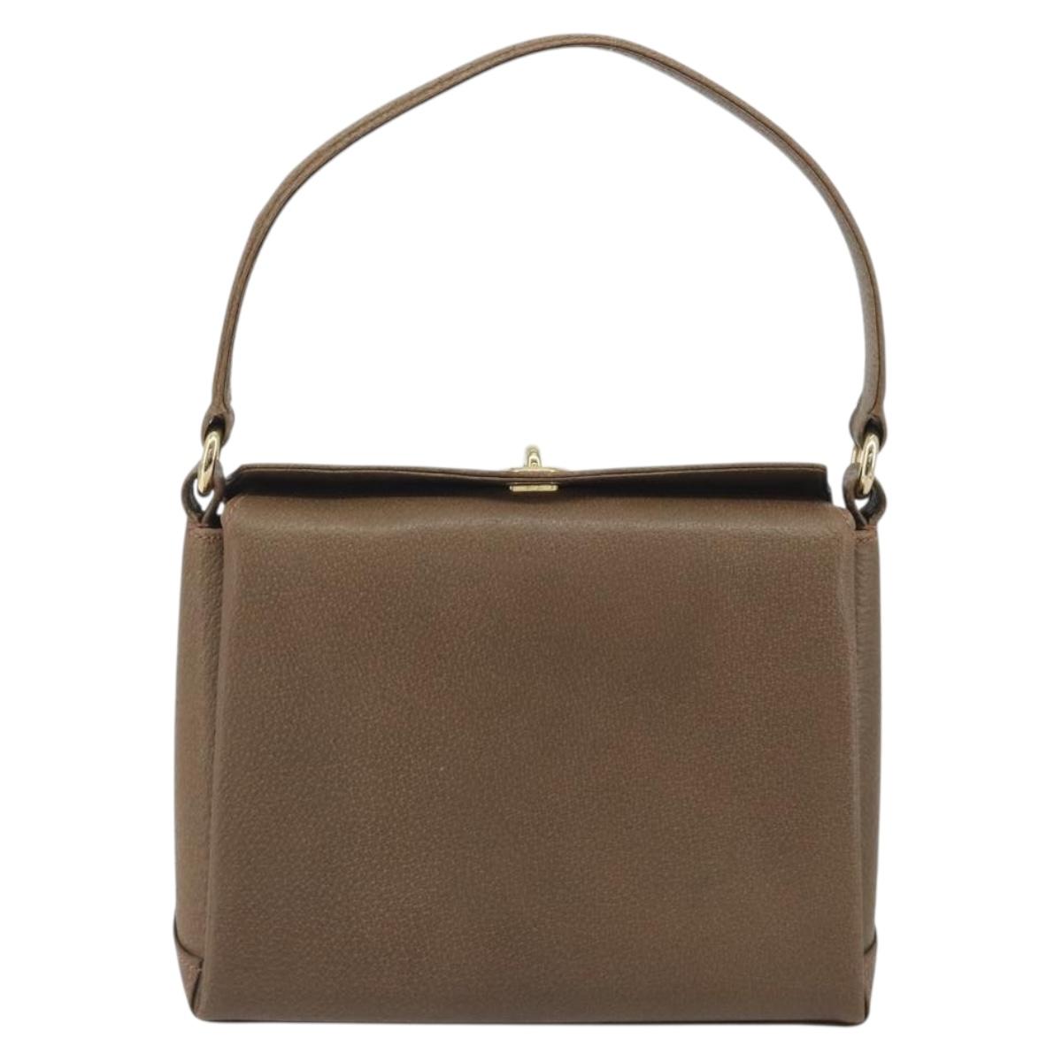 GUCCI Hand Bag Leather Brown Gold Tone Auth ep15262A