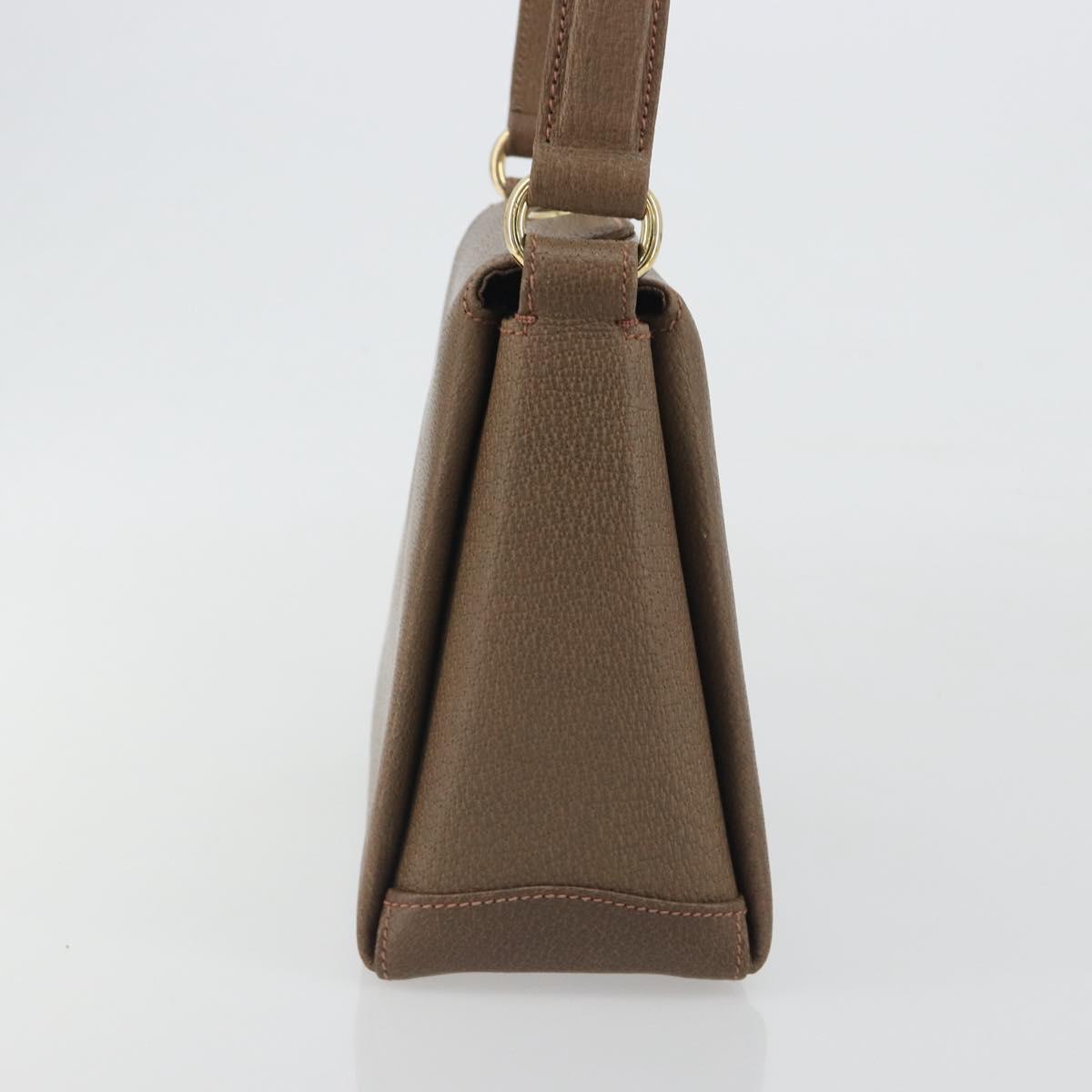 GUCCI Hand Bag Leather Brown Gold Tone Auth ep15262A