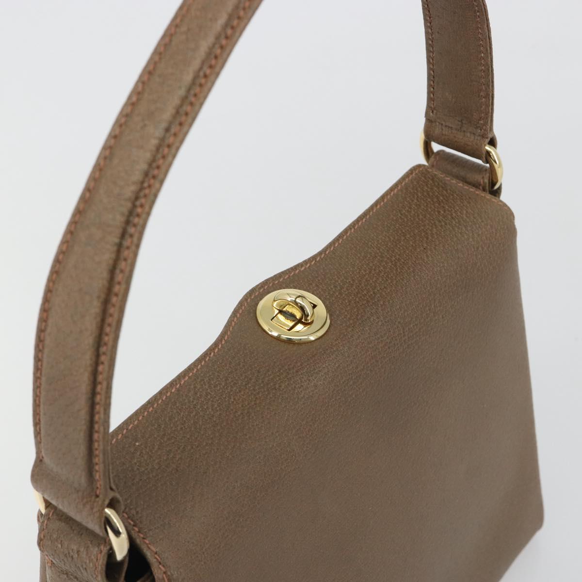 GUCCI Hand Bag Leather Brown Gold Tone Auth ep15262A