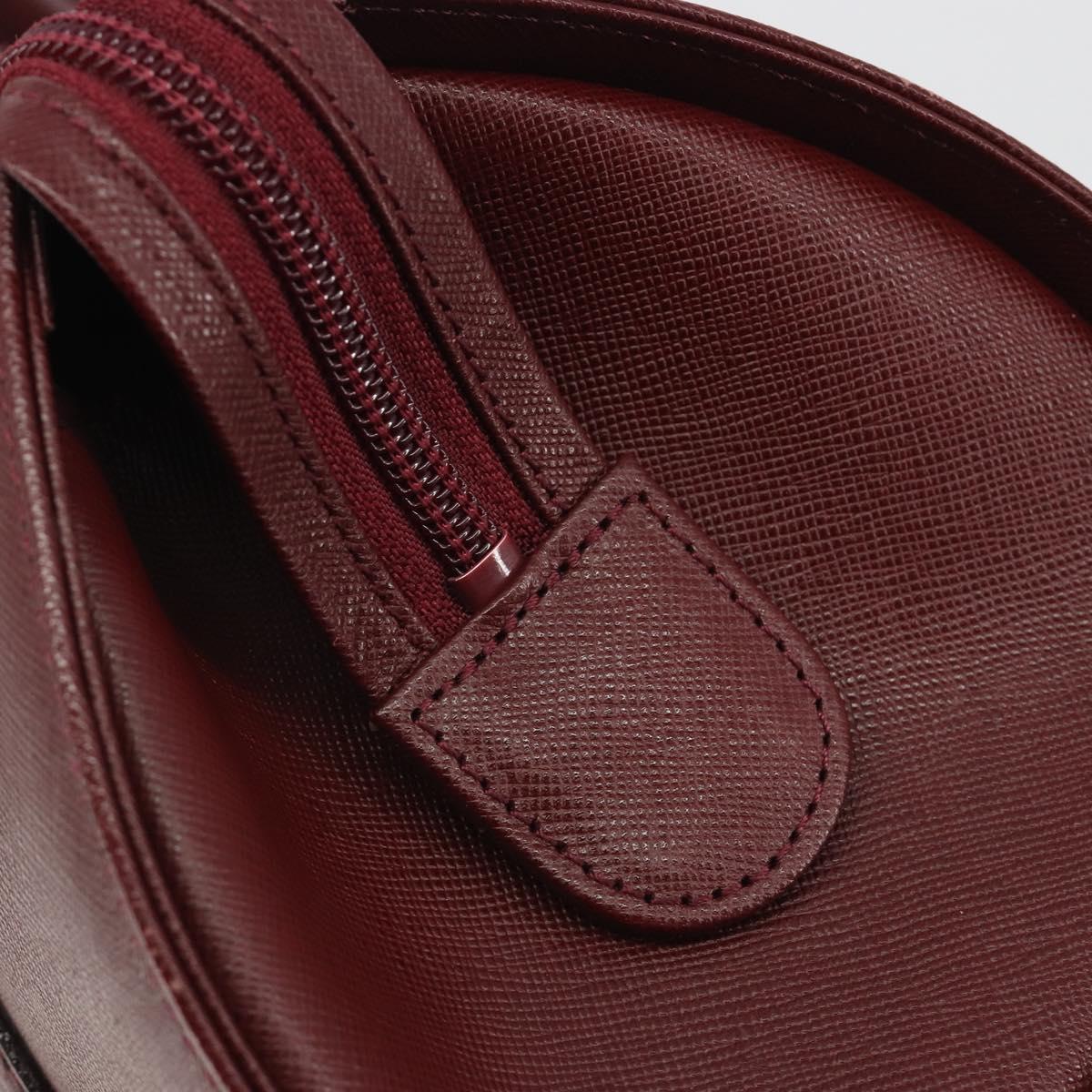 BURBERRY Hand Bag Leather Bordeaux Gold Tone Auth ep15263