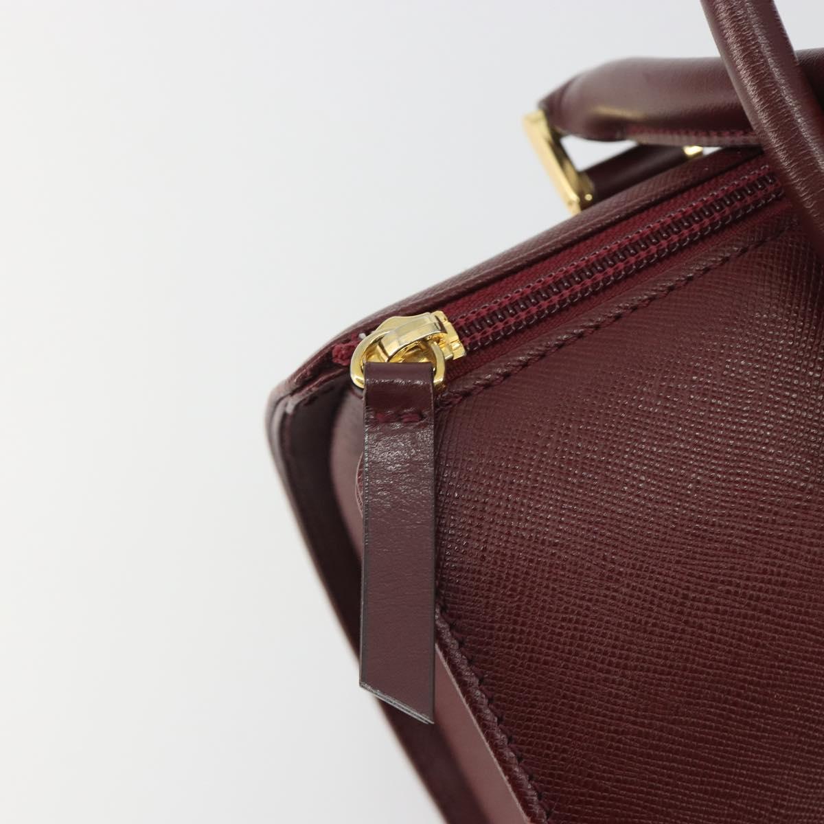 BURBERRY Hand Bag Leather Bordeaux Gold Tone Auth ep15263