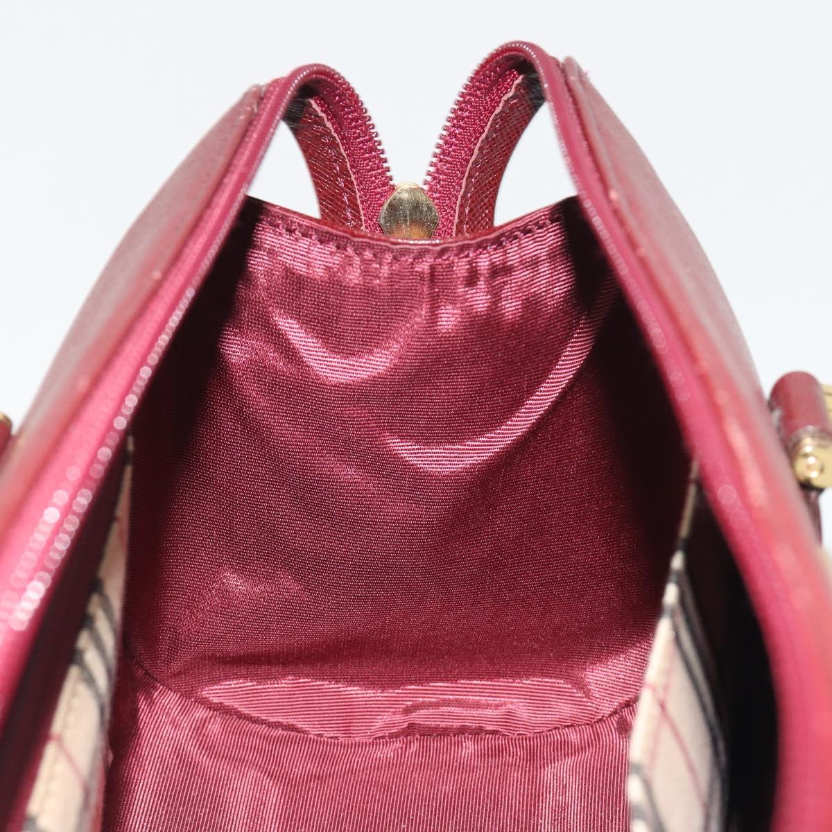 BURBERRY Hand Bag Leather Bordeaux Gold Tone Auth ep15263