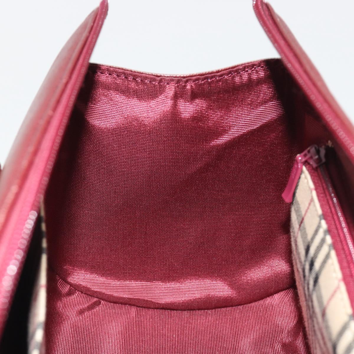 BURBERRY Hand Bag Leather Bordeaux Gold Tone Auth ep15263
