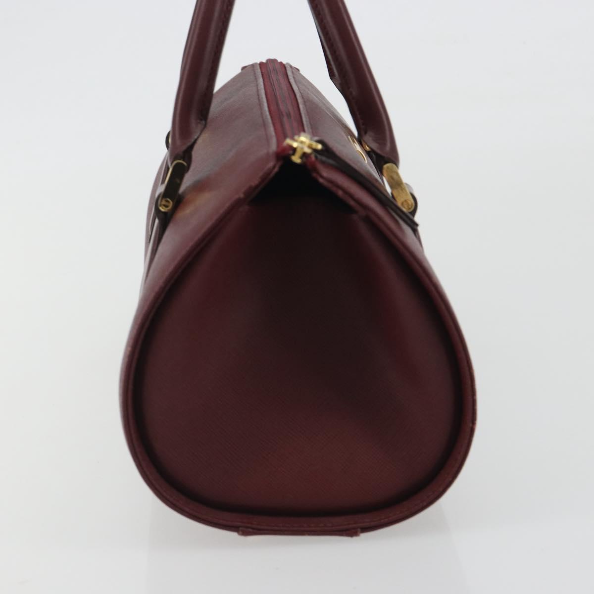 BURBERRY Hand Bag Leather Bordeaux Gold Tone Auth ep15263