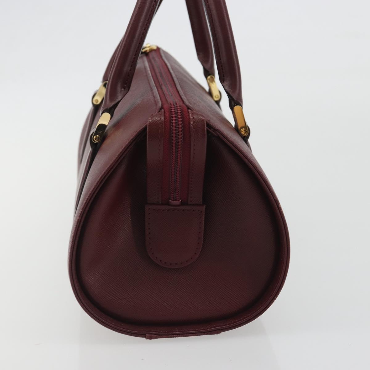 BURBERRY Hand Bag Leather Bordeaux Gold Tone Auth ep15263