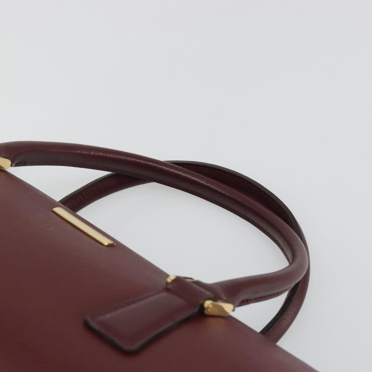 BURBERRY Hand Bag Leather Bordeaux Gold Tone Auth ep15263
