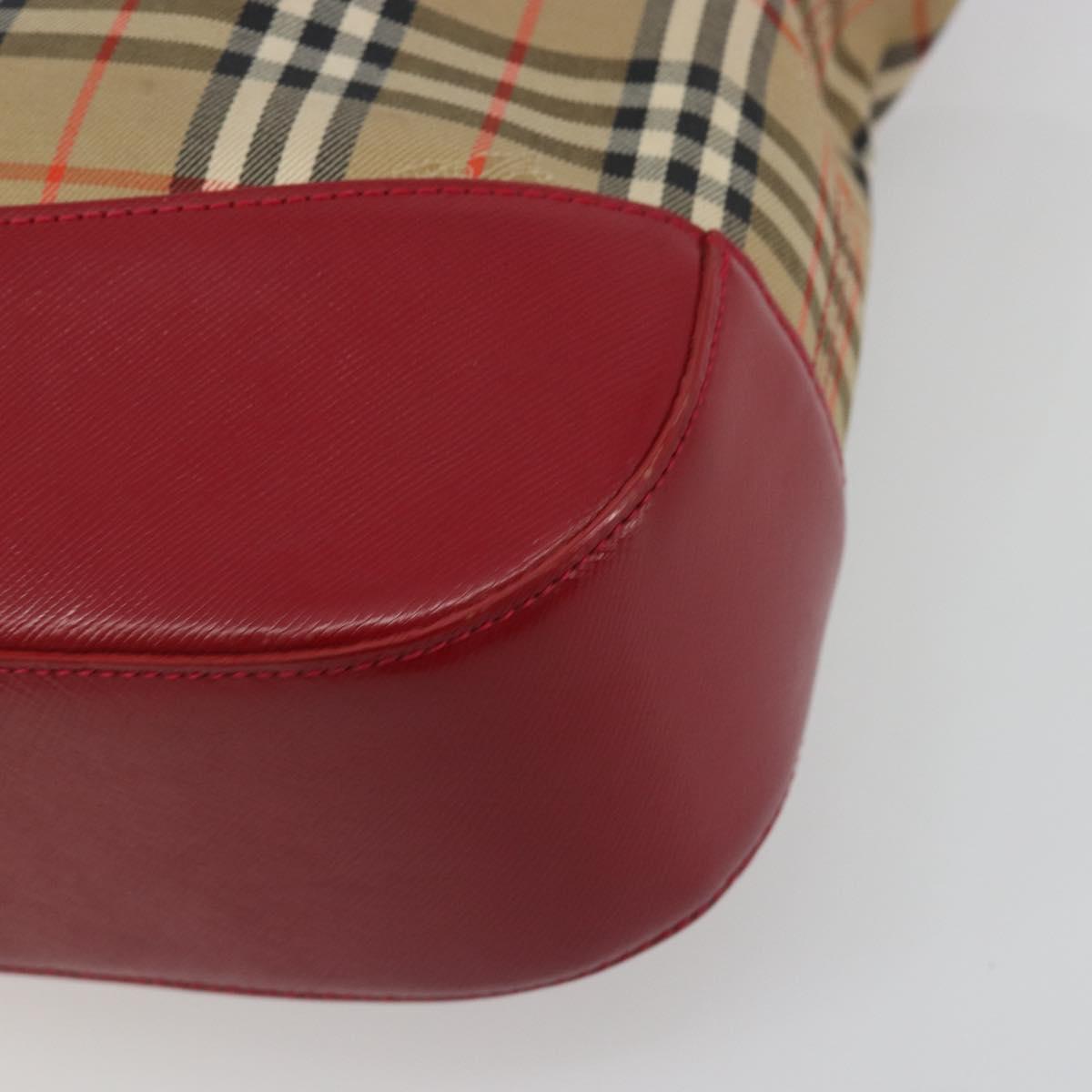 BURBERRY Nova Check Hand Bag Canvas Beige Red Auth ep15265