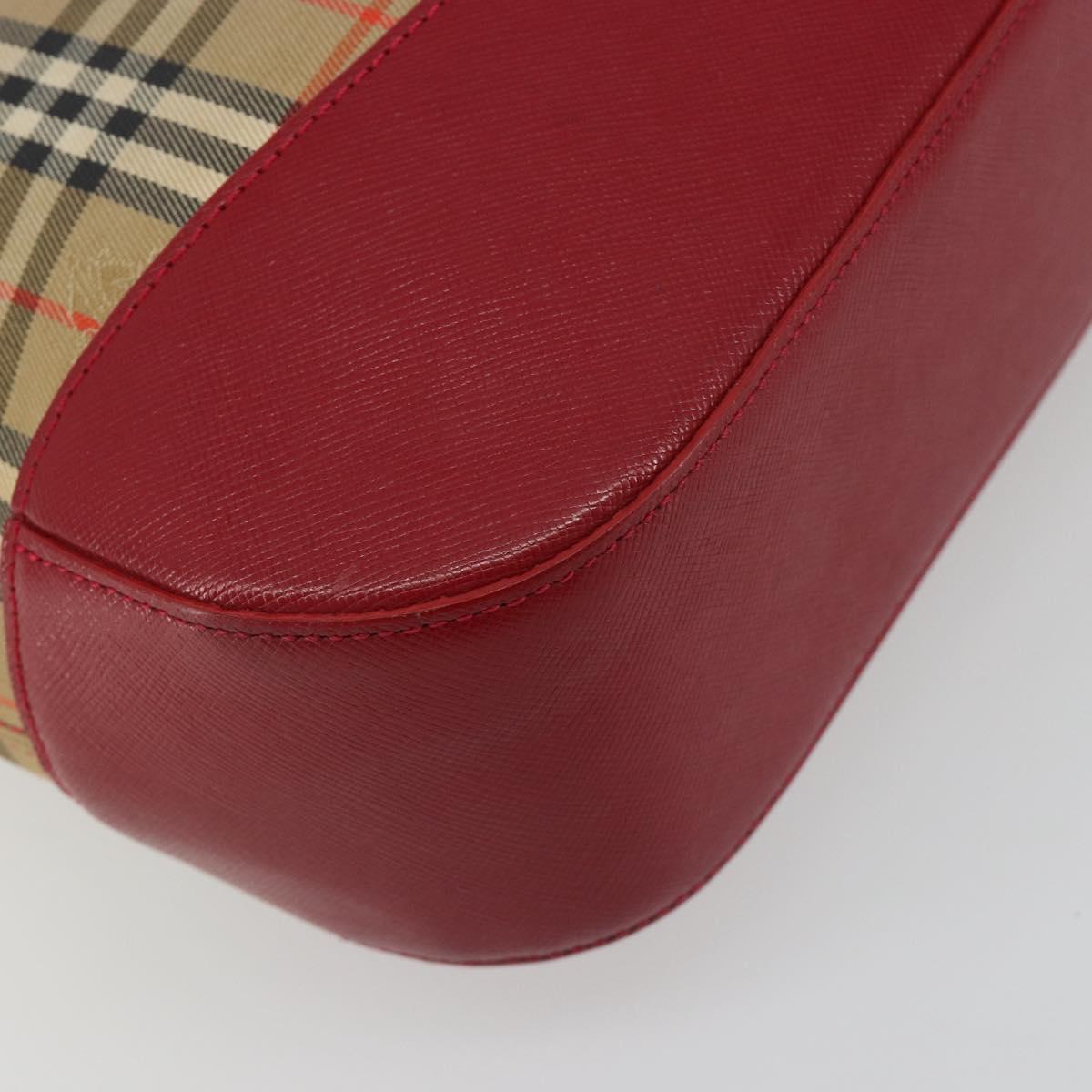 BURBERRY Nova Check Hand Bag Canvas Beige Red Auth ep15265