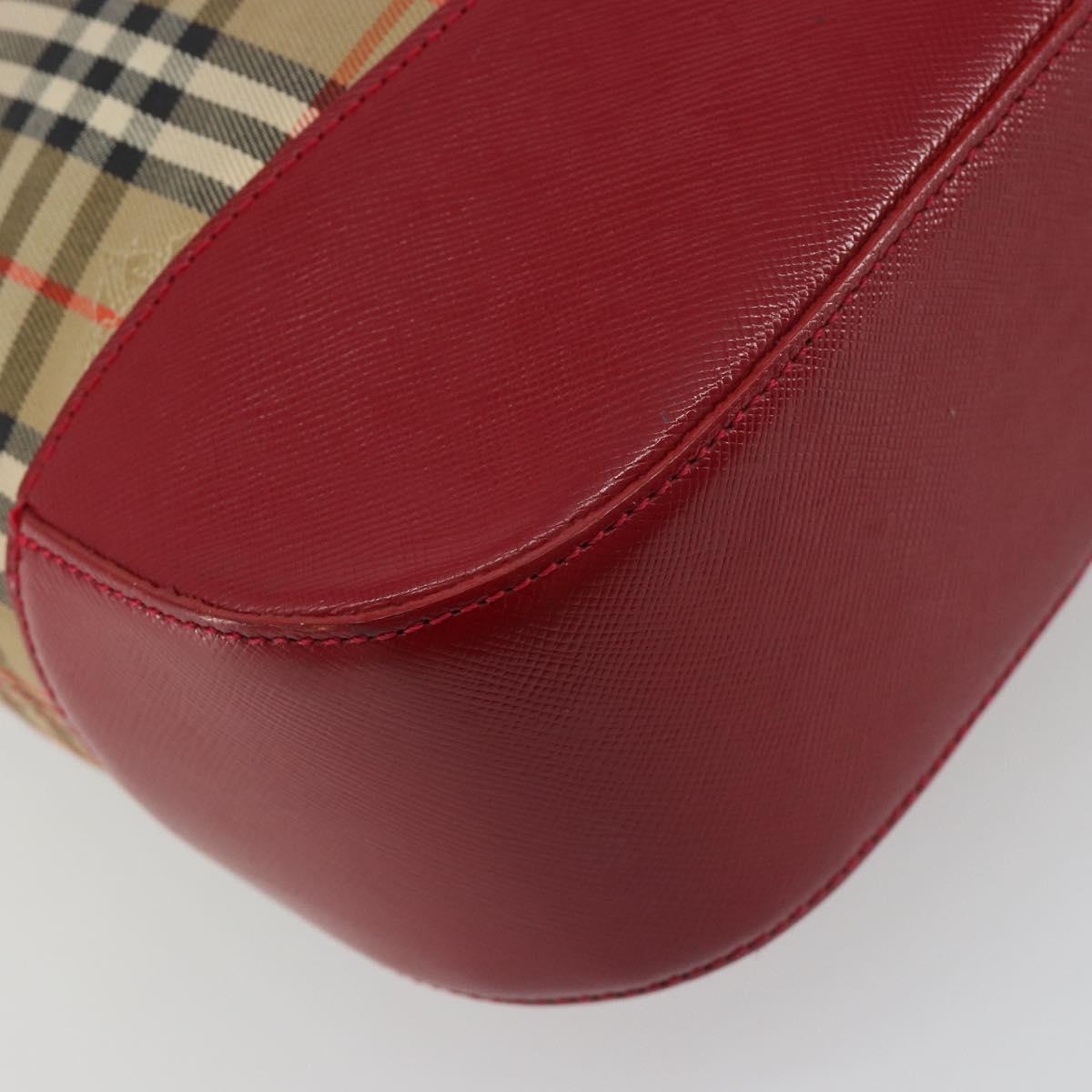 BURBERRY Nova Check Hand Bag Canvas Beige Red Auth ep15265