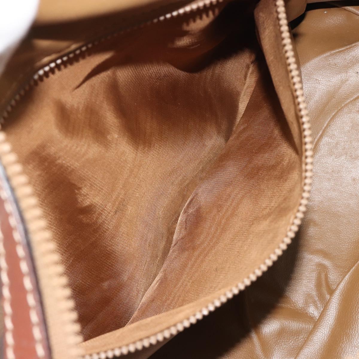 CELINE Macadam Hand Bag PVC Leather Brown Gold Tone Auth ep15266